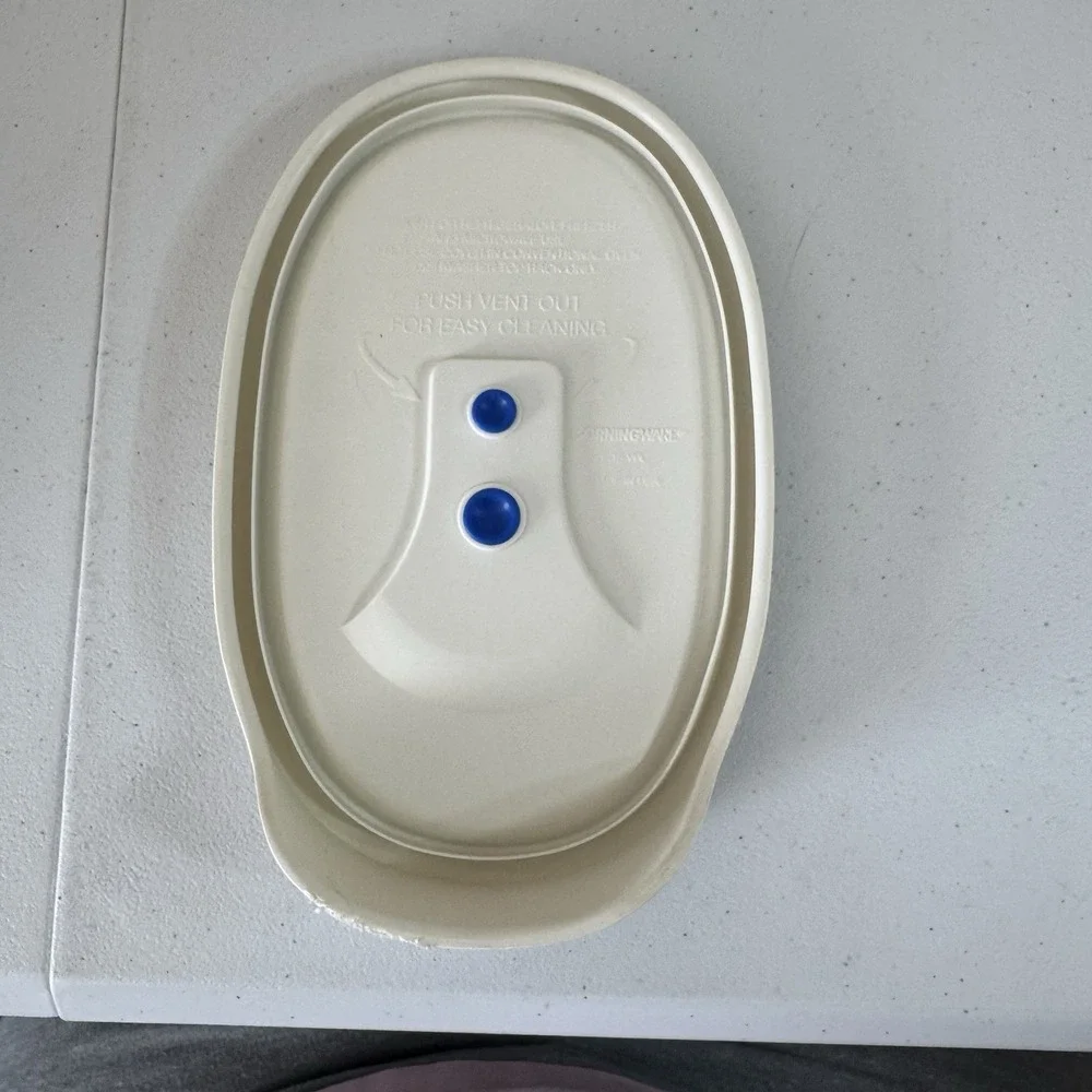 Corning Ware F-15-VPC Oval Replacement Lid Blue Vented 475 ml French White